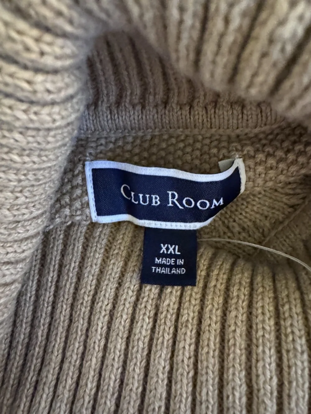 Club Room NWT XXL Tan Long Sleeve Cable-Knit Turtleneck Pullover Sweater